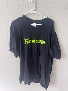 Supreme Shrek Black T-Shirt with Neon Green Logo